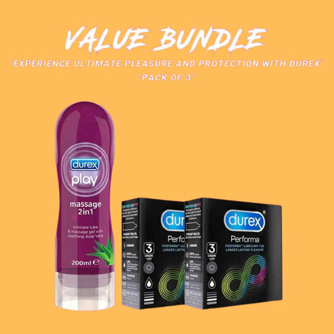 Product Details Of Pack Of 2 – Durex Play Massage 2 In 1 Aloe Vera Gel 200ml + Durex Performa Long Lasting Timing Condoms 6’S