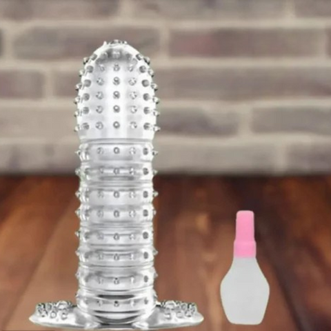 Washable Reusable Silicon Crystal Spike Condom WITH LUBE  GEL